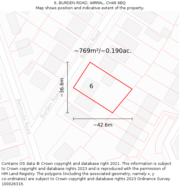 6, BURDEN ROAD, WIRRAL, CH46 6BQ: Plot and title map