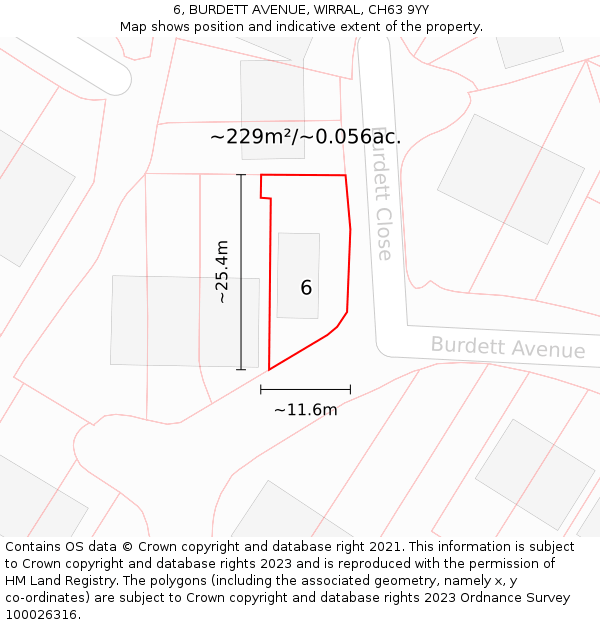 6, BURDETT AVENUE, WIRRAL, CH63 9YY: Plot and title map