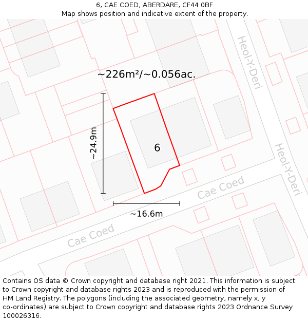 6, CAE COED, ABERDARE, CF44 0BF: Plot and title map