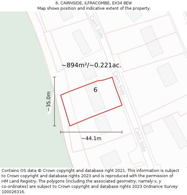 6, CAIRNSIDE, ILFRACOMBE, EX34 8EW: Plot and title map