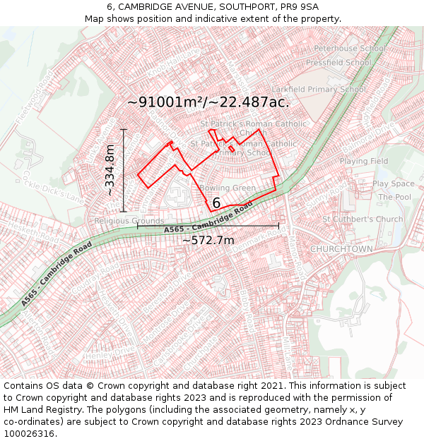 6, CAMBRIDGE AVENUE, SOUTHPORT, PR9 9SA: Plot and title map