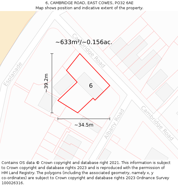 6, CAMBRIDGE ROAD, EAST COWES, PO32 6AE: Plot and title map