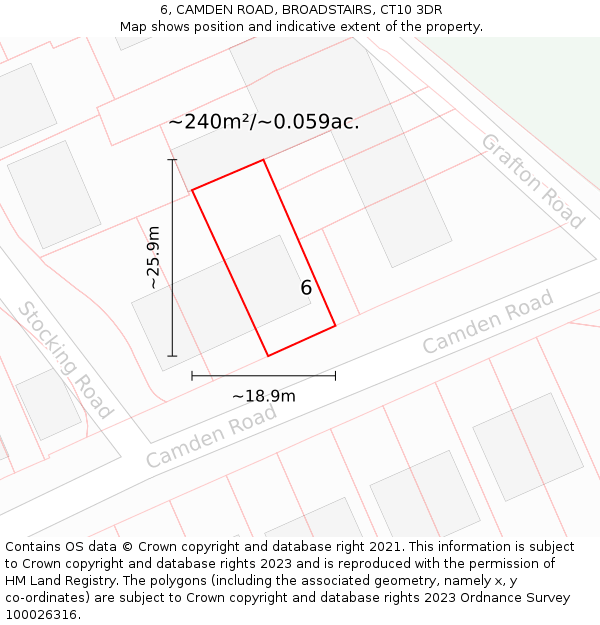 6, CAMDEN ROAD, BROADSTAIRS, CT10 3DR: Plot and title map