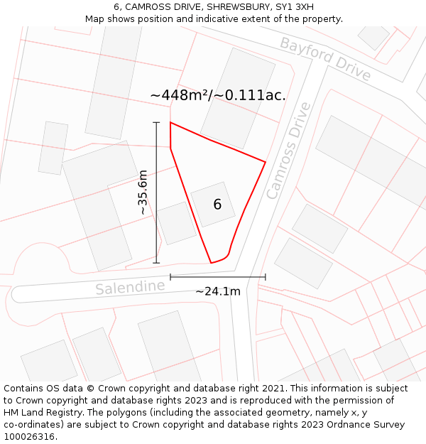 6, CAMROSS DRIVE, SHREWSBURY, SY1 3XH: Plot and title map