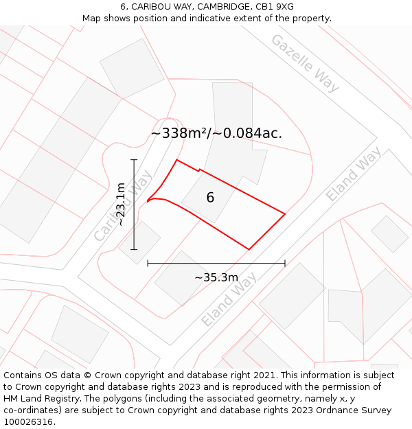 6, CARIBOU WAY, CAMBRIDGE, CB1 9XG: Plot and title map