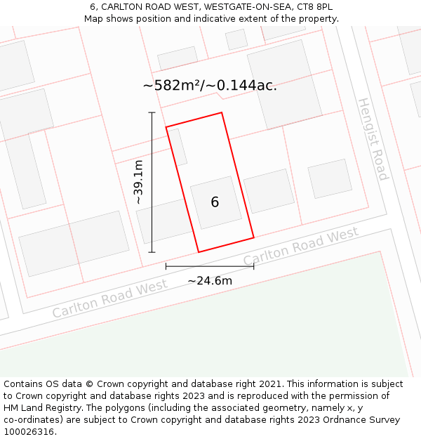 6, CARLTON ROAD WEST, WESTGATE-ON-SEA, CT8 8PL: Plot and title map