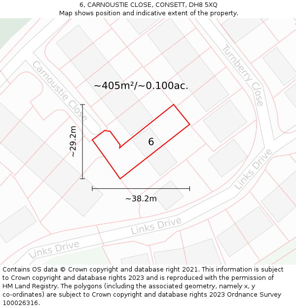 6, CARNOUSTIE CLOSE, CONSETT, DH8 5XQ: Plot and title map