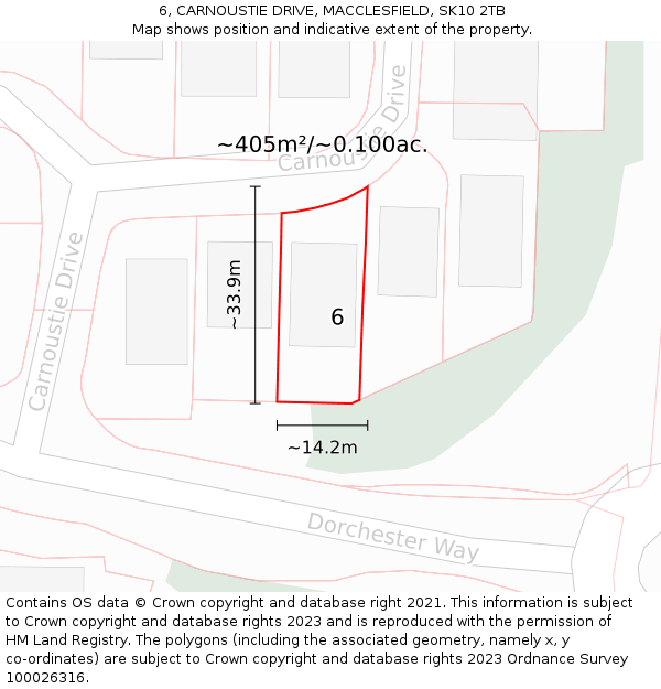 6, CARNOUSTIE DRIVE, MACCLESFIELD, SK10 2TB: Plot and title map