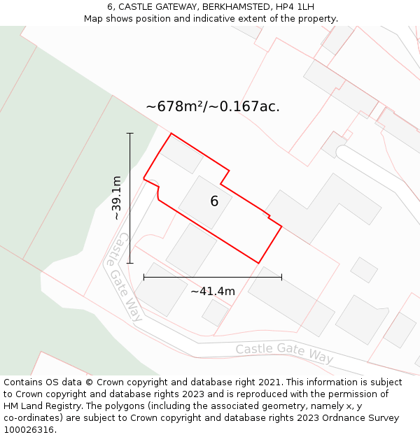 6, CASTLE GATEWAY, BERKHAMSTED, HP4 1LH: Plot and title map