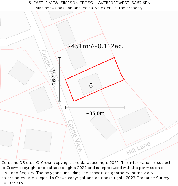 6, CASTLE VIEW, SIMPSON CROSS, HAVERFORDWEST, SA62 6EN: Plot and title map