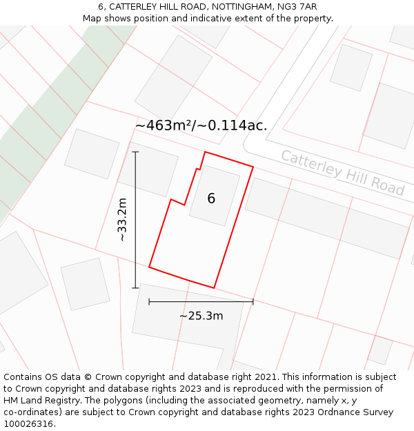 6, CATTERLEY HILL ROAD, NOTTINGHAM, NG3 7AR: Plot and title map