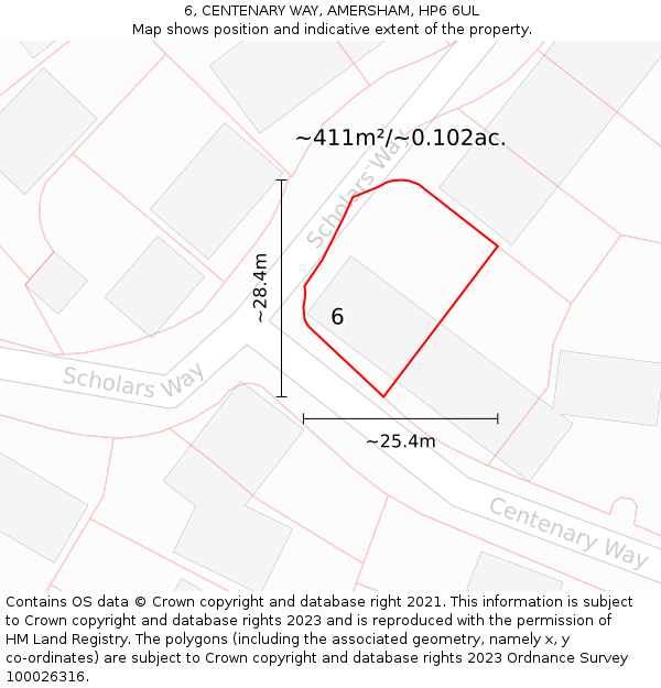 6, CENTENARY WAY, AMERSHAM, HP6 6UL: Plot and title map