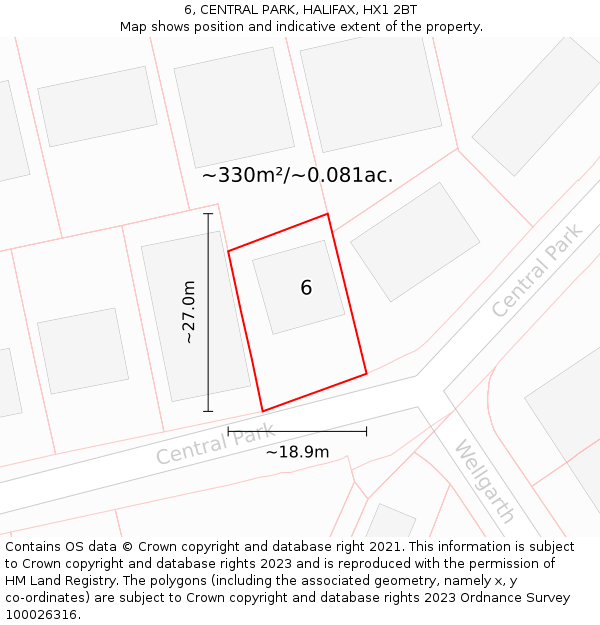 6, CENTRAL PARK, HALIFAX, HX1 2BT: Plot and title map