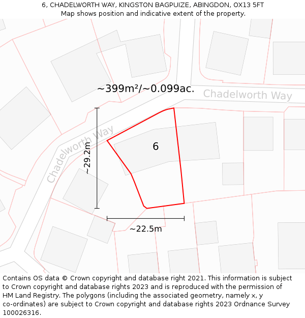 6, CHADELWORTH WAY, KINGSTON BAGPUIZE, ABINGDON, OX13 5FT: Plot and title map