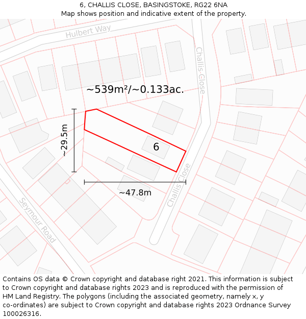 6, CHALLIS CLOSE, BASINGSTOKE, RG22 6NA: Plot and title map