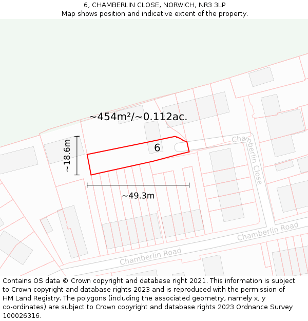 6, CHAMBERLIN CLOSE, NORWICH, NR3 3LP: Plot and title map