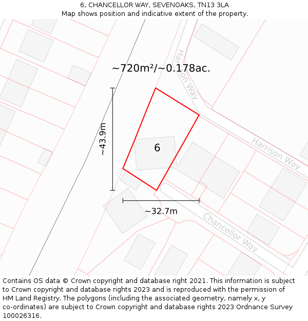 6, CHANCELLOR WAY, SEVENOAKS, TN13 3LA: Plot and title map