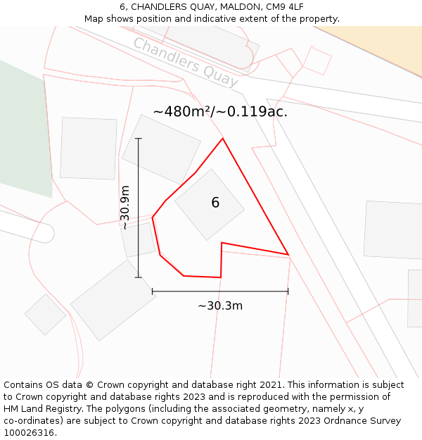 6, CHANDLERS QUAY, MALDON, CM9 4LF: Plot and title map