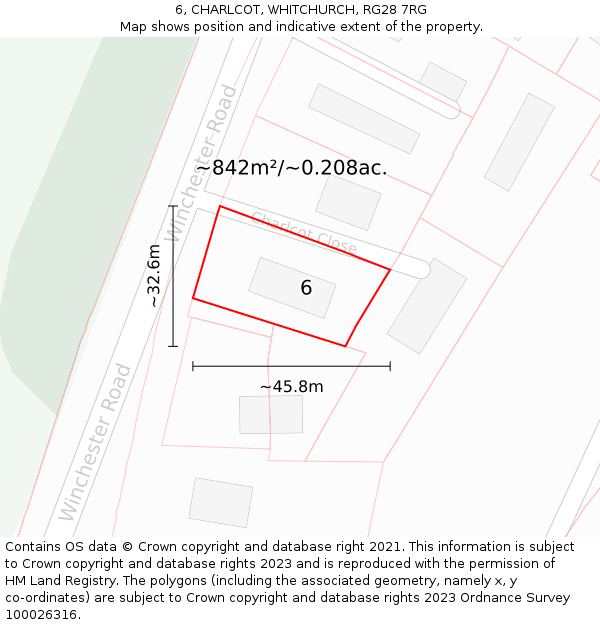 6, CHARLCOT, WHITCHURCH, RG28 7RG: Plot and title map
