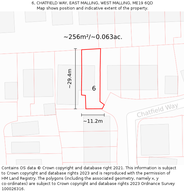 6, CHATFIELD WAY, EAST MALLING, WEST MALLING, ME19 6QD: Plot and title map