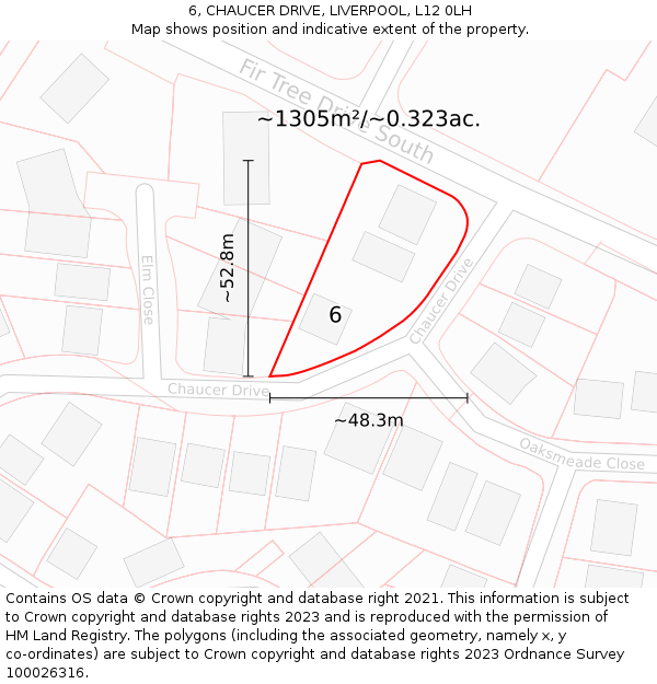 6, CHAUCER DRIVE, LIVERPOOL, L12 0LH: Plot and title map