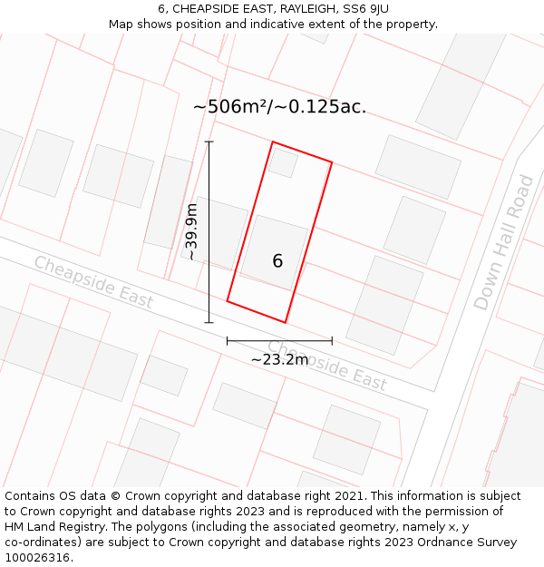 6, CHEAPSIDE EAST, RAYLEIGH, SS6 9JU: Plot and title map