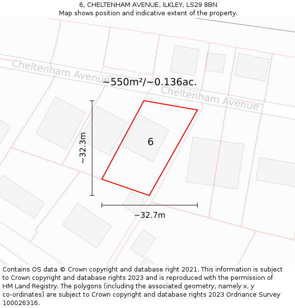 6, CHELTENHAM AVENUE, ILKLEY, LS29 8BN: Plot and title map