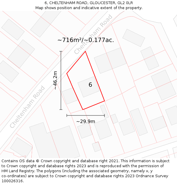 6, CHELTENHAM ROAD, GLOUCESTER, GL2 0LR: Plot and title map