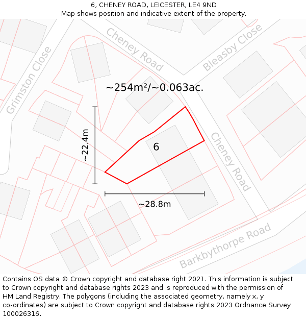 6, CHENEY ROAD, LEICESTER, LE4 9ND: Plot and title map