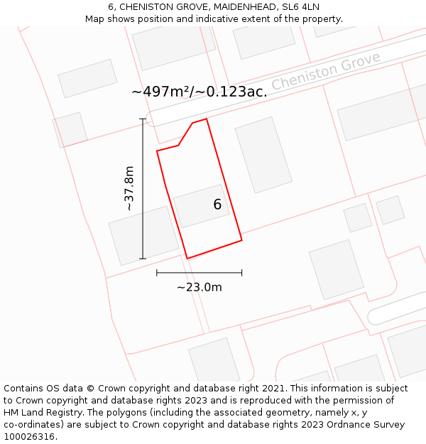 6, CHENISTON GROVE, MAIDENHEAD, SL6 4LN: Plot and title map