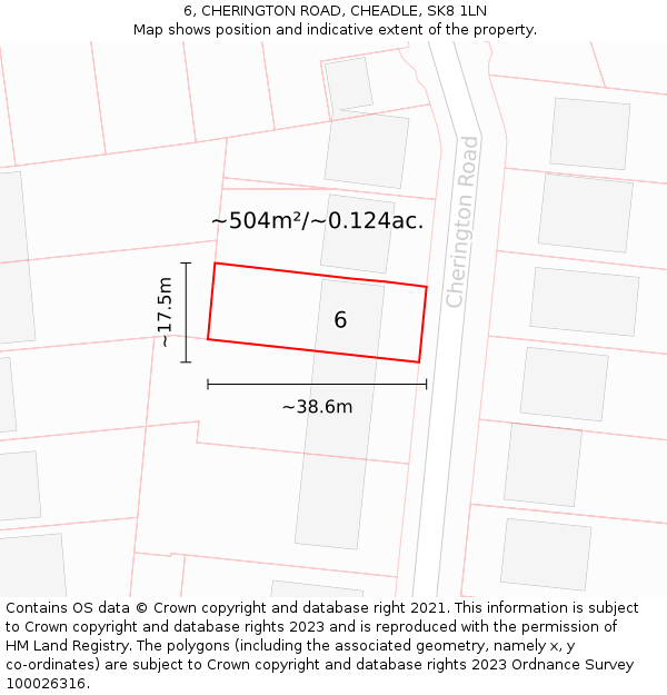 6, CHERINGTON ROAD, CHEADLE, SK8 1LN: Plot and title map