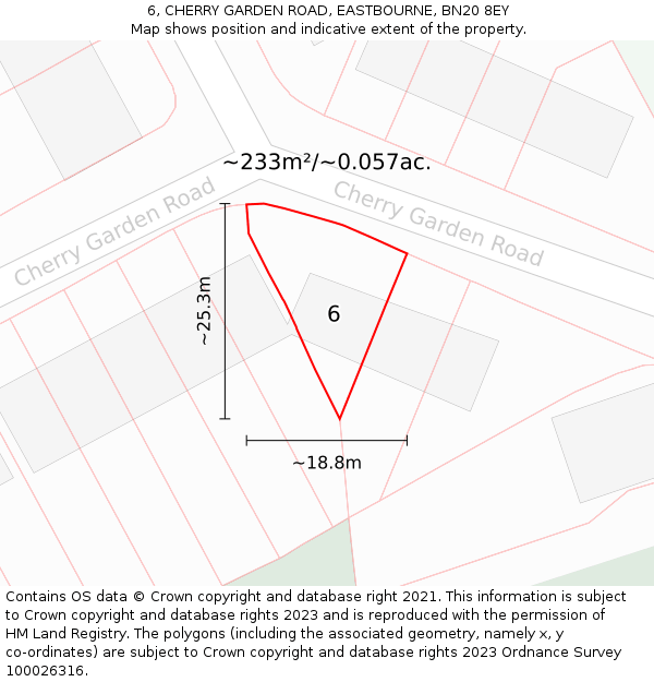 6, CHERRY GARDEN ROAD, EASTBOURNE, BN20 8EY: Plot and title map