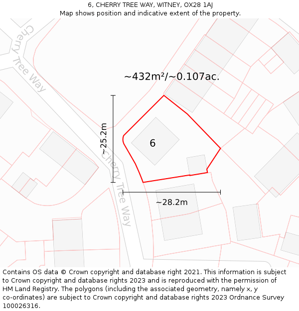 6, CHERRY TREE WAY, WITNEY, OX28 1AJ: Plot and title map