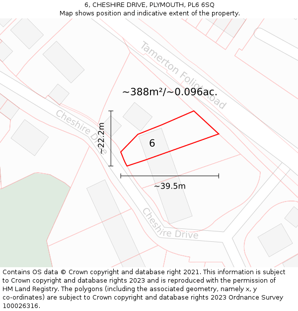 6, CHESHIRE DRIVE, PLYMOUTH, PL6 6SQ: Plot and title map