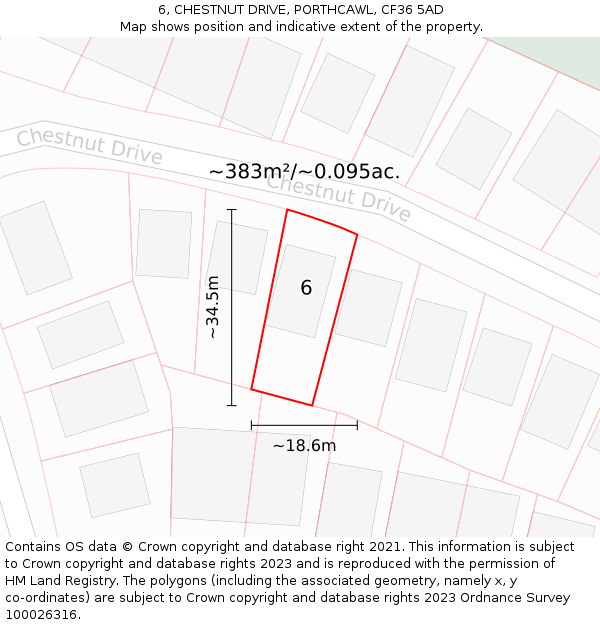 6, CHESTNUT DRIVE, PORTHCAWL, CF36 5AD: Plot and title map