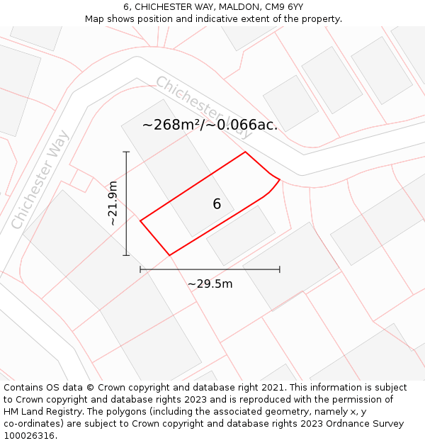 6, CHICHESTER WAY, MALDON, CM9 6YY: Plot and title map