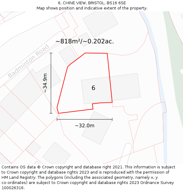 6, CHINE VIEW, BRISTOL, BS16 6SE: Plot and title map