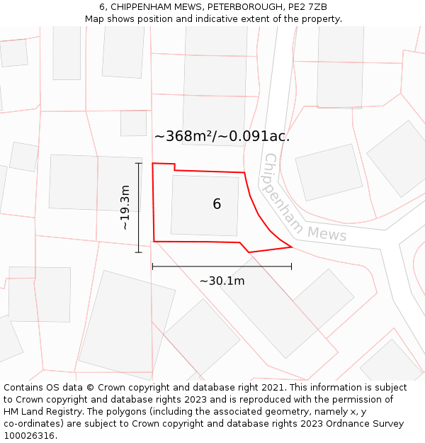 6, CHIPPENHAM MEWS, PETERBOROUGH, PE2 7ZB: Plot and title map