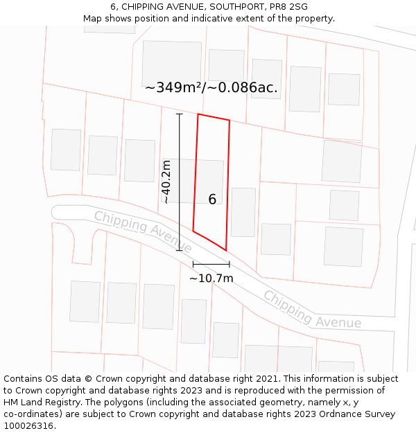 6, CHIPPING AVENUE, SOUTHPORT, PR8 2SG: Plot and title map