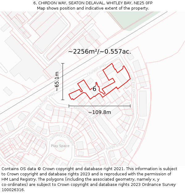 6, CHIRDON WAY, SEATON DELAVAL, WHITLEY BAY, NE25 0FP: Plot and title map