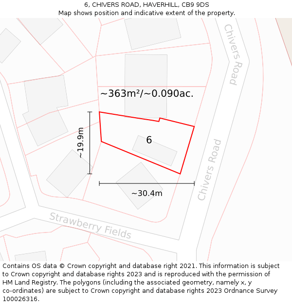 6, CHIVERS ROAD, HAVERHILL, CB9 9DS: Plot and title map