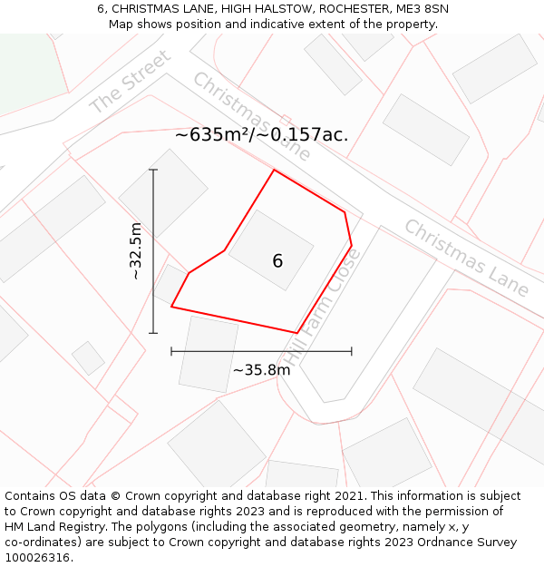 6, CHRISTMAS LANE, HIGH HALSTOW, ROCHESTER, ME3 8SN: Plot and title map