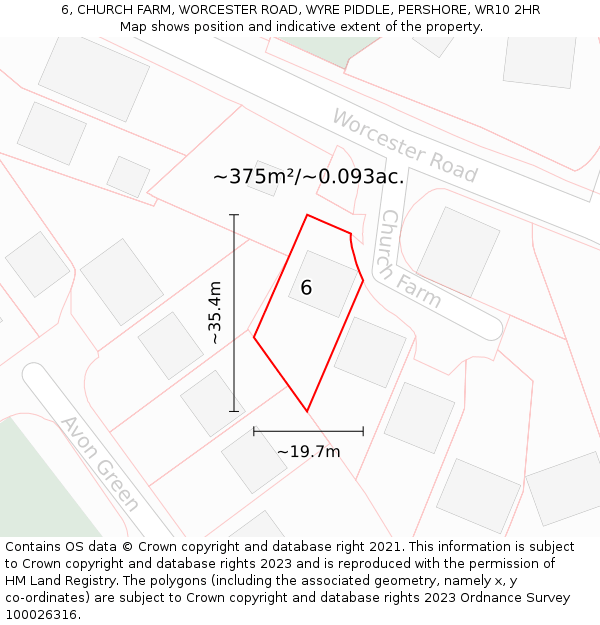 6, CHURCH FARM, WORCESTER ROAD, WYRE PIDDLE, PERSHORE, WR10 2HR: Plot and title map