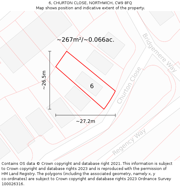 6, CHURTON CLOSE, NORTHWICH, CW9 8FQ: Plot and title map