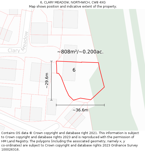 6, CLARY MEADOW, NORTHWICH, CW8 4XG: Plot and title map