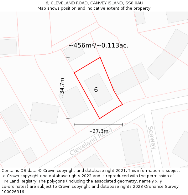 6, CLEVELAND ROAD, CANVEY ISLAND, SS8 0AU: Plot and title map