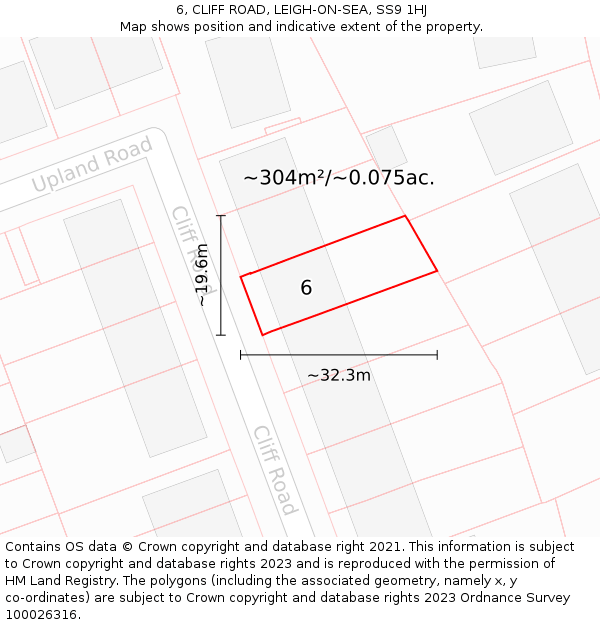 6, CLIFF ROAD, LEIGH-ON-SEA, SS9 1HJ: Plot and title map