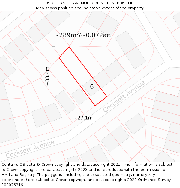6, COCKSETT AVENUE, ORPINGTON, BR6 7HE: Plot and title map