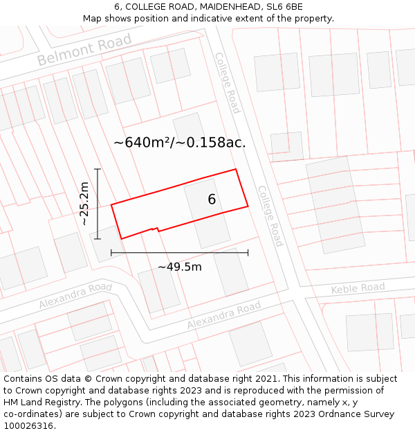 6, COLLEGE ROAD, MAIDENHEAD, SL6 6BE: Plot and title map