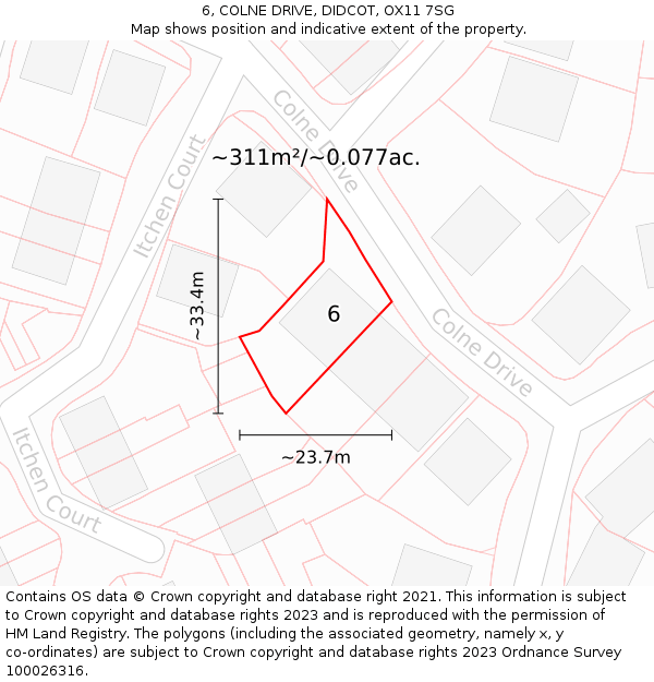 6, COLNE DRIVE, DIDCOT, OX11 7SG: Plot and title map